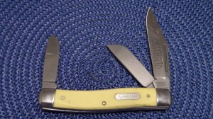 Camillus Made in the USA Yellow Delrin Rough Cut Tobacco Stockman Knife