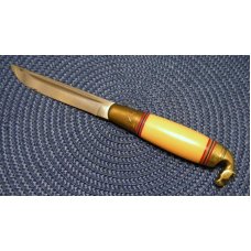 Puukko Finland Horse Head Yellow Fixed Blade Knife & Sheath Puukko Finland Horse Head Yellow Fixed Blade Knife & Sheath