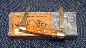 Case XX USA 2007 Pocket Worn Harvest Orange Bone 06263 SS Eisenhower Knife