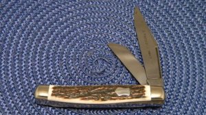 J Primble Belknap Germany Stag 2 Blade Stockman Knife - c.1955