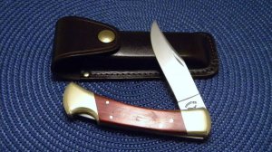 Frontier Imperial Stainless USA 4815 Wood Lockback Knife & Pouch