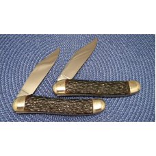 Winchester Germany Bone Knife Set The Kentuckian & The Tennessean Folding Hunter Knives c.1970's Winchester Germany Bone Knife Set The Kentuckian & The Tennessean Folding Hunter Knives c.1970's