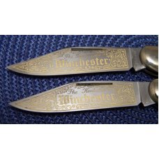 Winchester Germany Bone Knife Set The Kentuckian & The Tennessean Folding Hunter Knives c.1970's Winchester Germany Bone Knife Set The Kentuckian & The Tennessean Folding Hunter Knives c.1970's