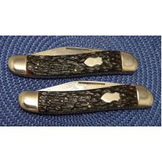 Winchester Germany Bone Knife Set The Kentuckian & The Tennessean Folding Hunter Knives c.1970's Winchester Germany Bone Knife Set The Kentuckian & The Tennessean Folding Hunter Knives c.1970's