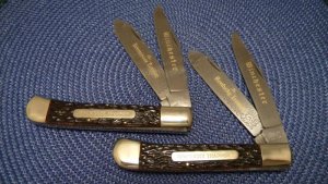 Winchester Germany Bone Kentucky & Tennessee Trapper Knife Set c.1970's