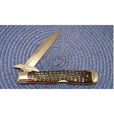 Case XX USA 9 Dot (1971) 6111 1/2 L Bone Swing Guard Lockback (Cheetah Pattern) Knife Case XX USA 9 Dot (1971) 6111 1/2 L Bone Swing Guard Lockback (Cheetah Pattern) Knife