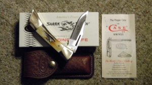 Case XX SS USA 9 Dot (1981) Stag 5197-LSSP Shark Tooth Lockback Knife & Pouch - NIB