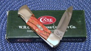 Case XX USA SS 2008 Orange Curly Maple 71225 L SS Lockback Knife - NIB