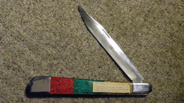 Custom Acrylic Handle Large Folding Pocket Knife by Mervin Masters of Louisville KY