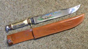 Edge Brand Solingen Germany Stag Gator Hunter Fixed Blade Sheath Knife