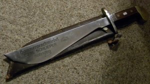Carl Schlieper Solingen Germany German Eye Hammergeschmiedet Big Chopper or Camp Knife & Sheath