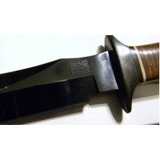 Sog Seki Japan Vietnam 5th Special Forces Group Stacked Leather Fixed Blade Sheath Knife - NIB Sog Seki Japan Vietnam 5th Special Forces Group Stacked Leather Fixed Blade Sheath Knife - NIB