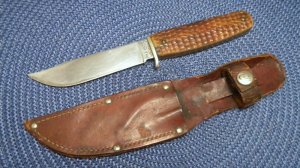 Case Green Bone Fixed Blade Sheath Knife c.1940-50's 