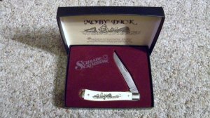 Schrade + USA SC503 Moby Dick Scrimshawed Slimline Trapper Linerlock Knife - NIB