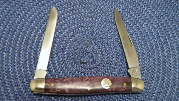 Queen Cut. Co. #66S PH-D2 Etched Blade Exotic Wood Muskrat Knife Queen Cut. Co. #66S PH-D2 Etched Blade Exotic Wood Muskrat Knife