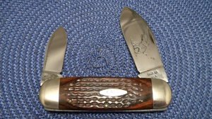 Case XX USA 5 Dot (1975) Laminated Wood 6250 Etched Elephant Toe Knife