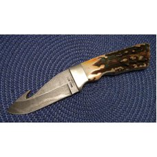 Bear MGC USA Stag Damascus Gut Hook Fixed Blade Sheath Knife Bear MGC USA Stag Damascus Gut Hook Fixed Blade Sheath Knife