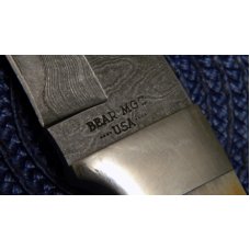 Bear MGC USA Stag Damascus Gut Hook Fixed Blade Sheath Knife Bear MGC USA Stag Damascus Gut Hook Fixed Blade Sheath Knife