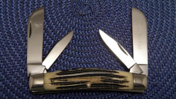 Queen #32 Winterbottom Bone Large Congress Knife No Tang Stamp Etched c.1960's Queen #32 Winterbottom Bone Large Congress Knife No Tang Stamp Etched c.1960's