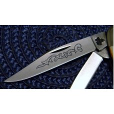 Case XX Stainless USA 3 Dot (1977) Stag 52087 SSP Blue Scroll Stockman Knife Case XX Stainless USA 3 Dot (1977) Stag 52087 SSP Blue Scroll Stockman Knife