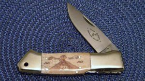 Frost Cutlery Excelsior Grade 1980 Surgical Steel Japan Scrimshawed Bone Lockback Knife