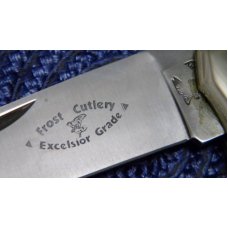 Frost Cutlery Excelsior Grade 1980 Surgical Steel Japan Scrimshawed Bone Lockback Knife Frost Cutlery Excelsior Grade 1980 Surgical Steel Japan Scrimshawed Bone Lockback Knife
