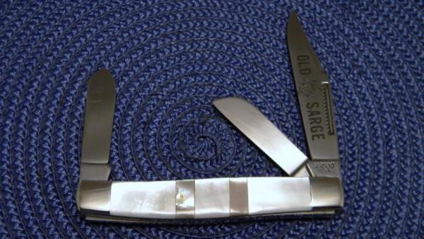Sargent USA Old Sarge Pearl & Abalone Pearl Stockman Knife Sargent USA Old Sarge Pearl & Abalone Pearl Stockman Knife