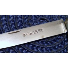 Vintage Fruit Knife Pearl Handles w/Sterling Silver Blade - C. 1865 - Sheffield