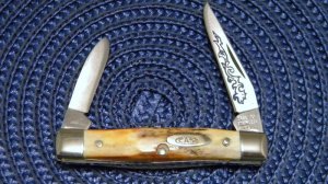 Case XX Stainless USA 3 Dot (1977) Stag 52033 SSP Blue Scroll Pen Knife
