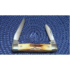 Case XX Stainless USA 3 Dot (1977) Stag 52033 SSP Blue Scroll Pen Knife Case XX Stainless USA 3 Dot (1977) Stag 52033 SSP Blue Scroll Pen Knife