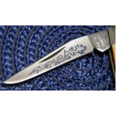 Case XX Stainless USA 3 Dot (1977) Stag 52033 SSP Blue Scroll Pen Knife Case XX Stainless USA 3 Dot (1977) Stag 52033 SSP Blue Scroll Pen Knife