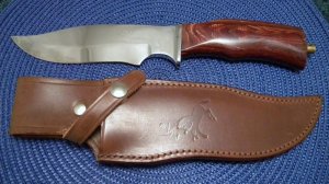Colt Sheffield England Wood & Brass Bowie Fixed Blade Sheath Knife c.1970's