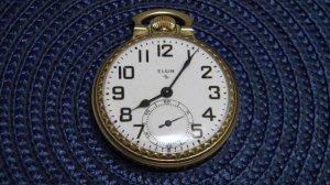 Vintage Elgin 17 Jewels Size 16 Model 573 Pocket Watch c.1948 Runs Good