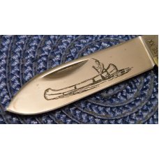 Case XX USA 1970's Bone 62131 Etched Canoe Knife Case XX USA 1970's Bone 62131 Etched Canoe Knife