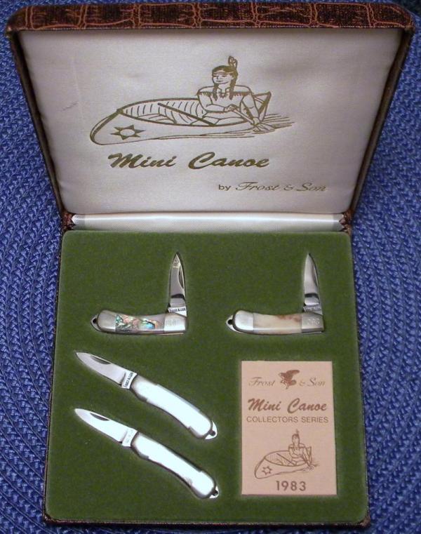 Frost & Son Japan Mini Canoe Knife Set of 4 Miniature Knives - NIB Frost & Son Japan Mini Canoe Knife Set of 4 Miniature Knives - NIB