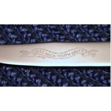 Queen Cut. Co. Tittusville PA Bone Fixed Blade Sheath Knife 2002 NKCA Youth Knife - NIB Queen Cut. Co. Tittusville PA Bone Fixed Blade Sheath Knife 2002 NKCA Youth Knife - NIB