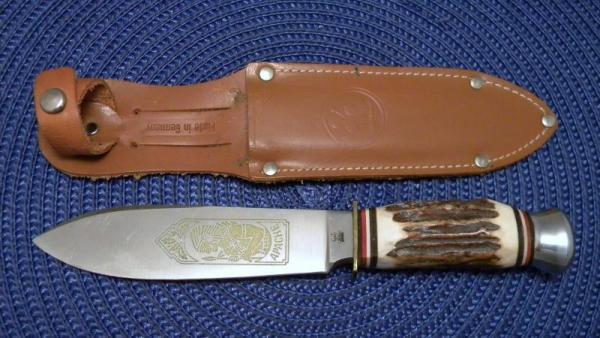 Robt Klaas Kissing Crane Solingen Germany Apache Stag Fixed Blade Sheath Knife Robt Klaas Kissing Crane Solingen Germany Apache Stag Fixed Blade Sheath Knife