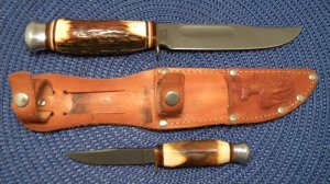 Edge Brand Solingen Germany Stag 426 Twin Set Fixed Blade Sheath Knives