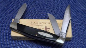 Buck 301 USA (Camillus) Black Delrin Stockman Knife in Box c.1974-1985