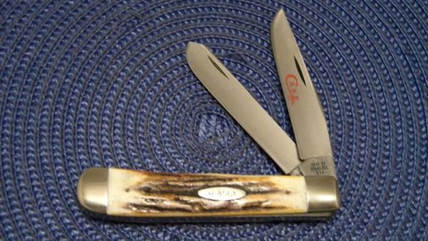 Case XX Stainless USA 2 Dot (1978) Stag Red Etch 5254 SSP Trapper Knife Case XX Stainless USA 2 Dot (1978) Stag Red Etch 5254 SSP Trapper Knife