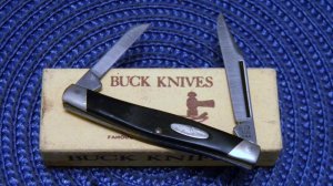 Buck 305 USA (Camillus) Lancer Black Delrin 2 Blade Stockman Knife in Box c.1974-1985