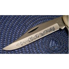 Case XX Stainless USA 3 Dot (1977) Stag 5265 SAB SSP Blue Scroll Folding Hunter Knife Case XX Stainless USA 3 Dot (1977) Stag 5265 SAB SSP Blue Scroll Folding Hunter Knife