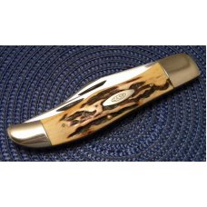Case XX Stainless USA 3 Dot (1977) Stag 5265 SAB SSP Blue Scroll Folding Hunter Knife Case XX Stainless USA 3 Dot (1977) Stag 5265 SAB SSP Blue Scroll Folding Hunter Knife