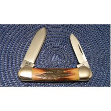 Case XX Stainless USA 3 Dot (1977) Stag 52131 SSP Blue Scroll Canoe Knife - Mint Case XX Stainless USA 3 Dot (1977) Stag 52131 SSP Blue Scroll Canoe Knife - Mint