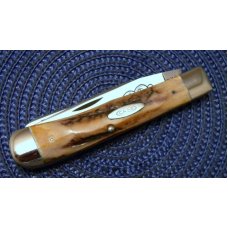 Case XX Stainless USA 3 Dot (1977) Stag 5254 SSP Blue Scroll Trapper Knife Case XX Stainless USA 3 Dot (1977) Stag 5254 SSP Blue Scroll Trapper Knife