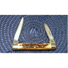 Case XX Stainless USA 5233 SSP 3 Dot (1977) Blue Scroll Stag 2 Blade Pen Knife Case XX Stainless USA 5233 SSP 3 Dot (1977) Blue Scroll Stag 2 Blade Pen Knife