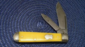 Vintage Boker USA 9742Y Yellow w/White Liner Jack Knife c.1940's