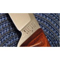 Western USA W82 H Wood Fixed Blade Sheath Knife c.1984 Western USA W82 H Wood Fixed Blade Sheath Knife c.1984