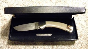 Boker Solingen Germany Bone Damascus 1 Lockback Knife - NIB