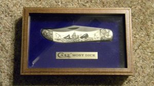 Case XX Stainless USA 3 Dot (1977) W165 SSP SAB Scrimshawed Bone Moby Dick Folding Hunter Knife  